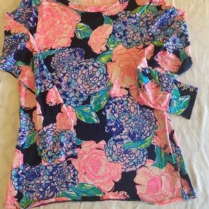 ALEAH TOP  NAVY HEY HET BOUQUET XL Lilly Pulitzer